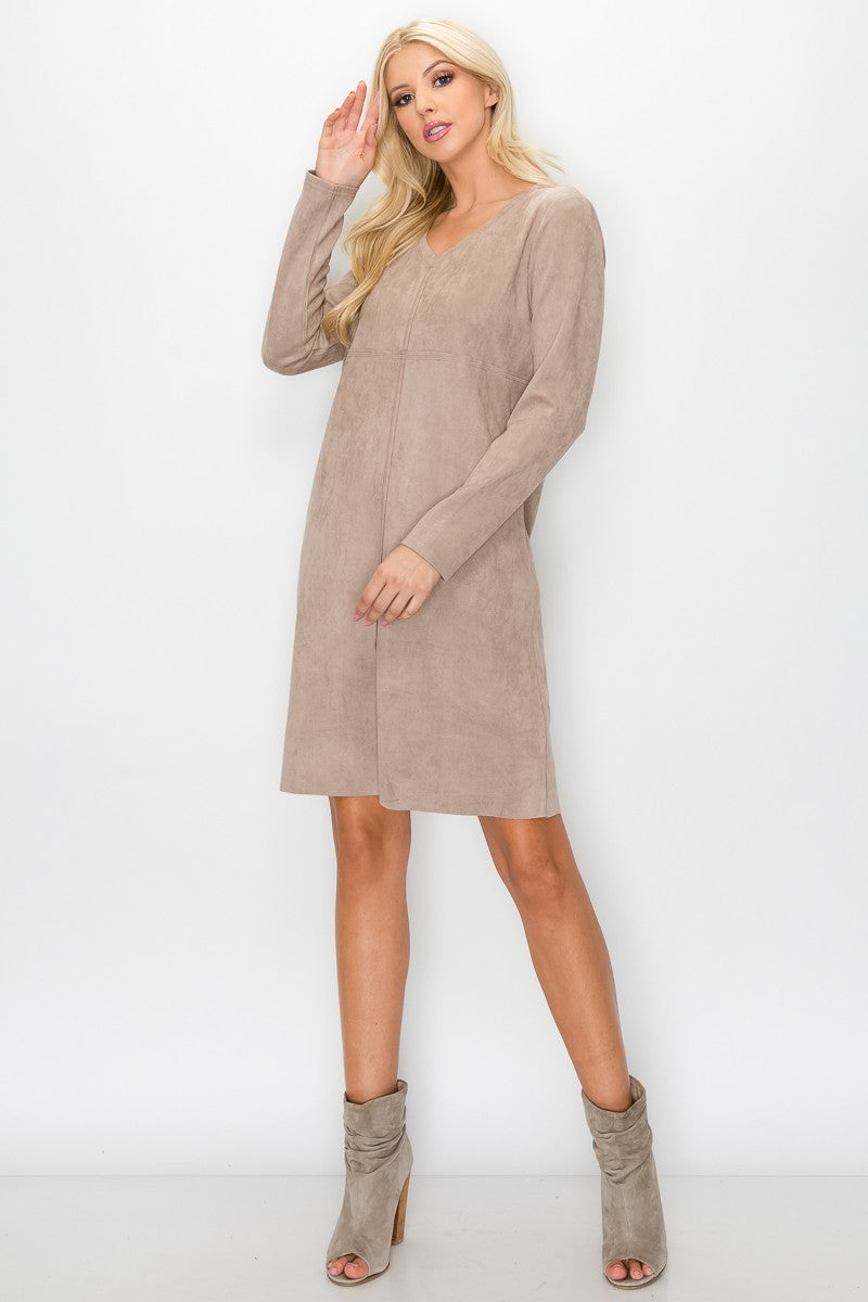 Aurora Suede Long Sleeve Dress / 6 colors