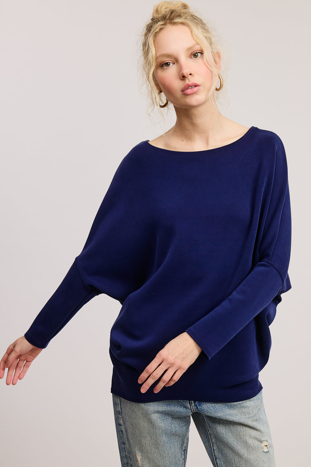 Scuba Boatneck LONG Sleeve Dolman top-6 NEW colors