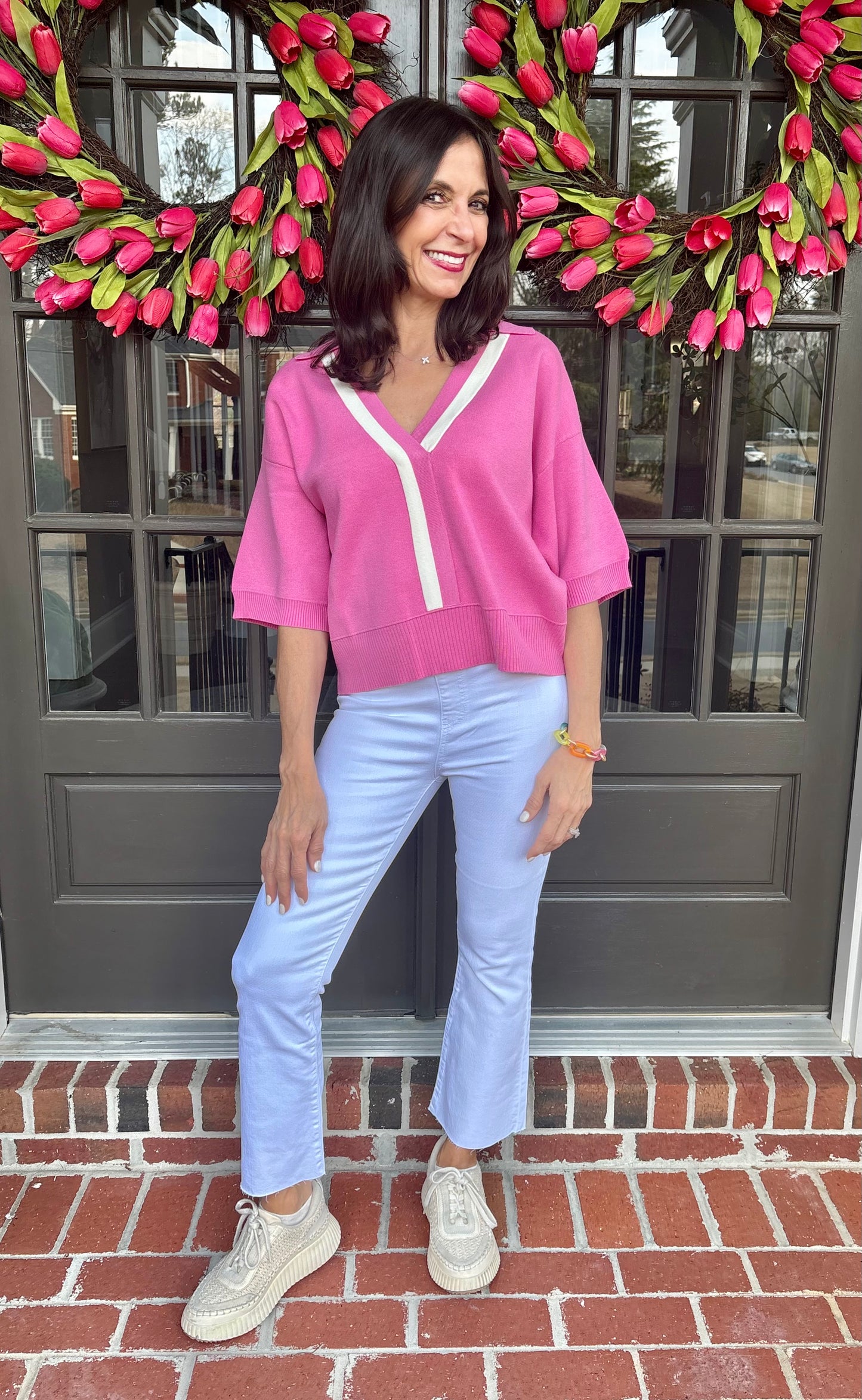 Pink V neck Sweater