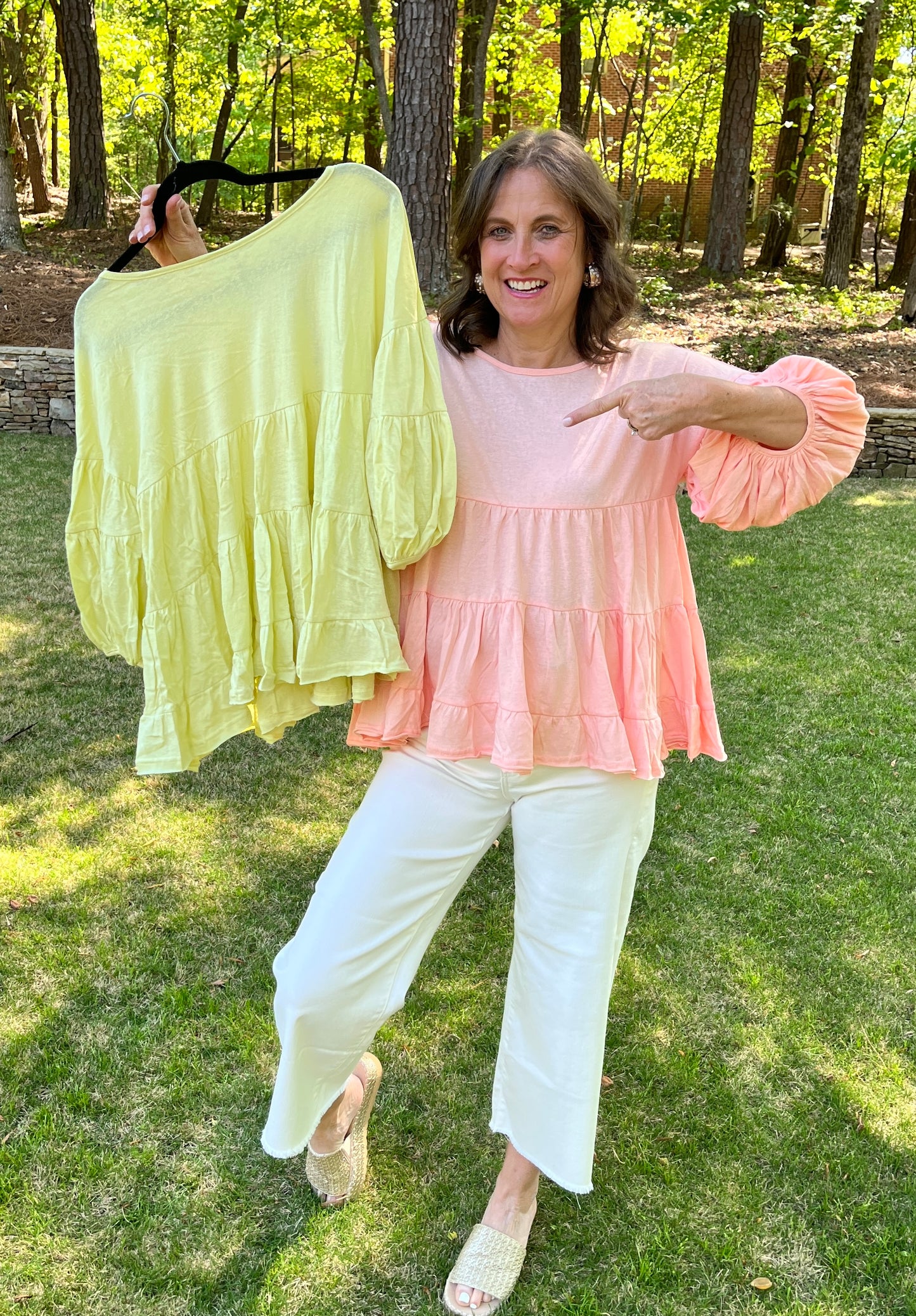 Easel Bubble Sleeve Tunic Top / 2 colors