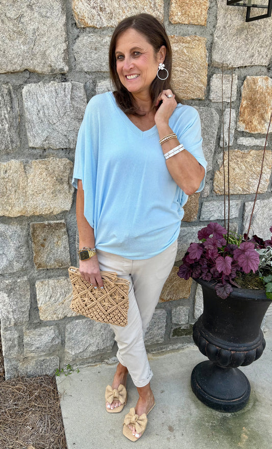 Short Sleeve Crepe Hacci Top / 3 colors