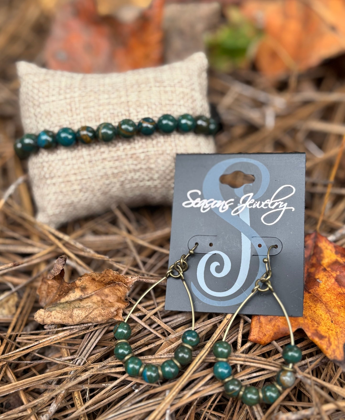 Green Stone Teardrop Earrings