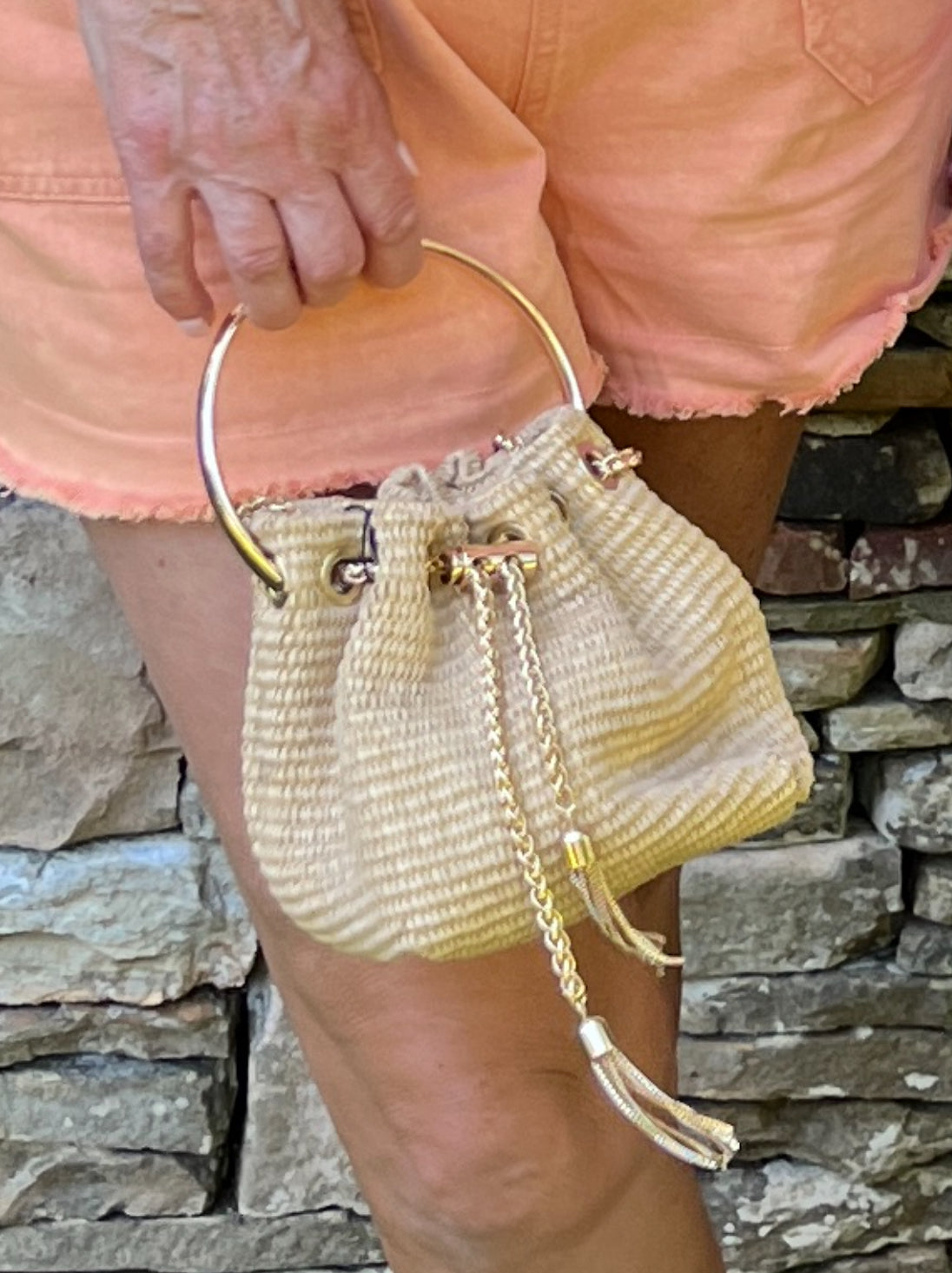 Natural Rafia Mini Bucket Bag