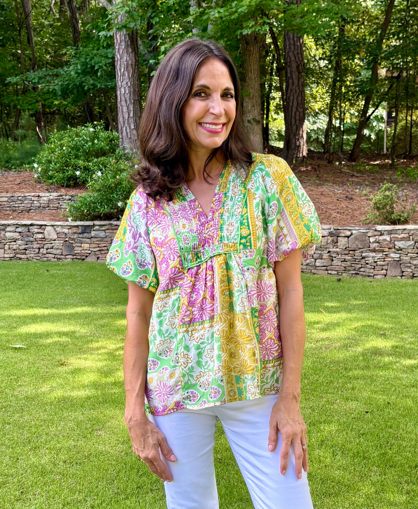 Boho Chic GREEN Mix Blouse