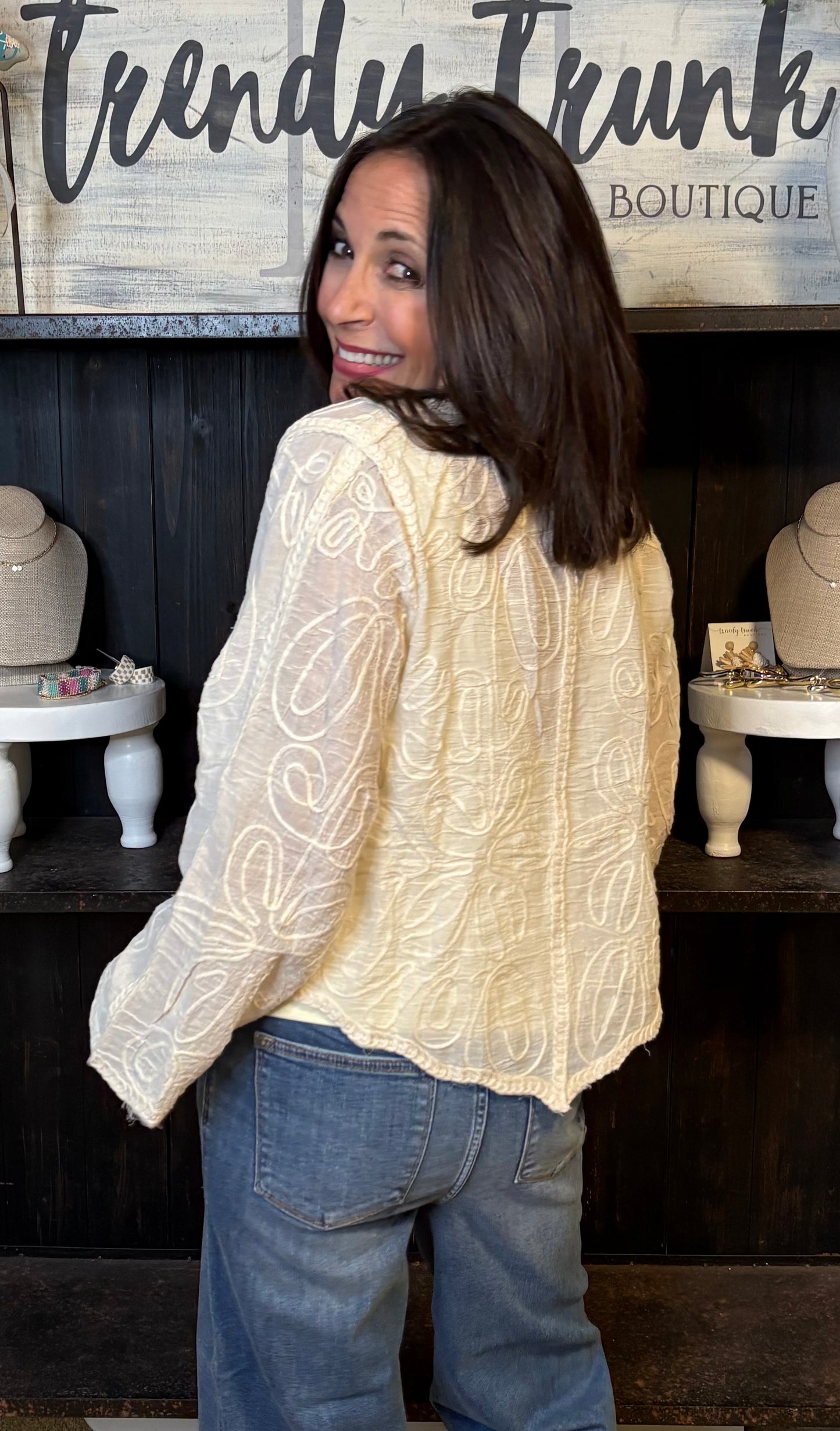 Natural Embroidered Detail Blouse
