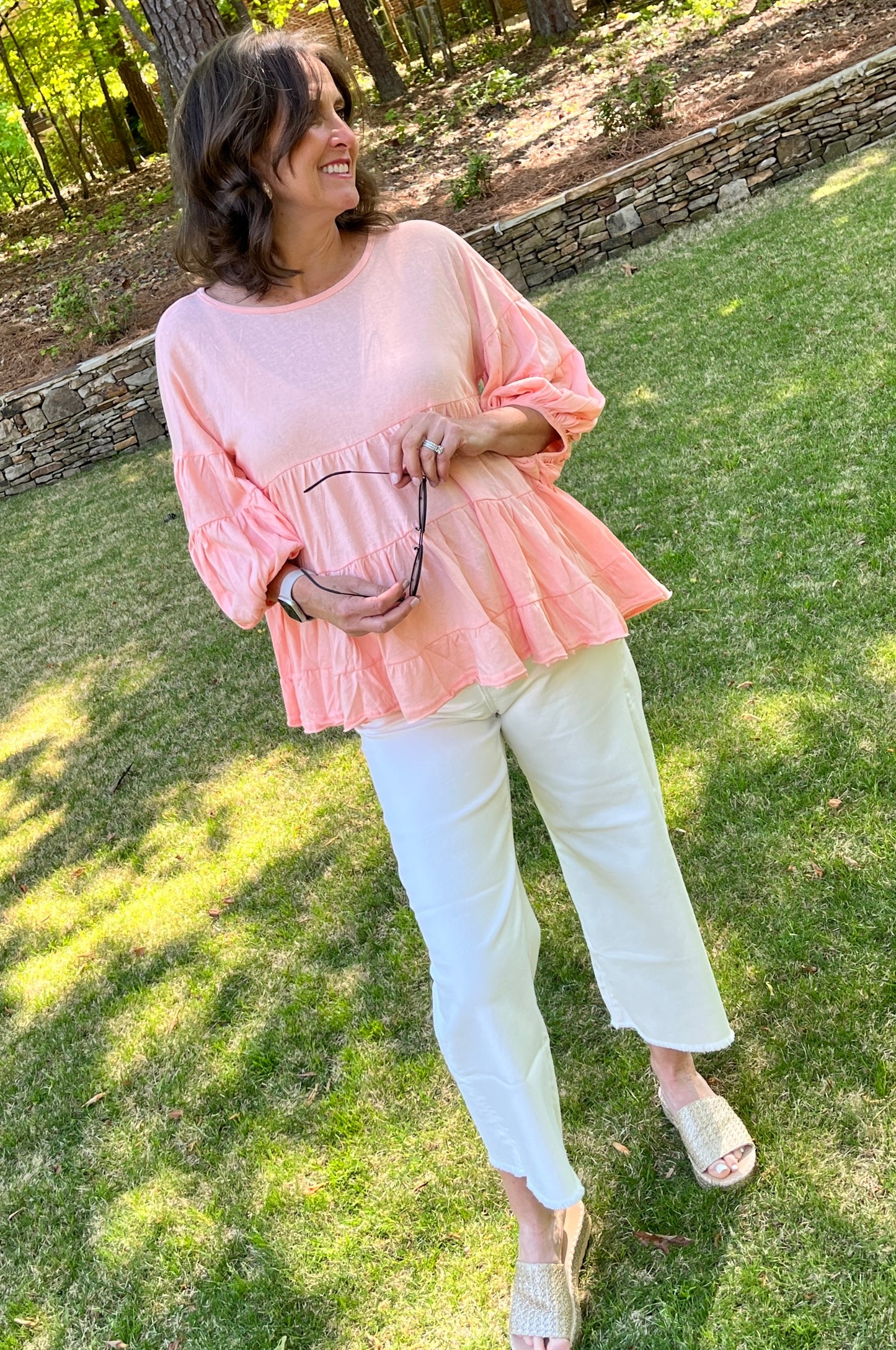 Easel Bubble Sleeve Tunic Top / 2 colors