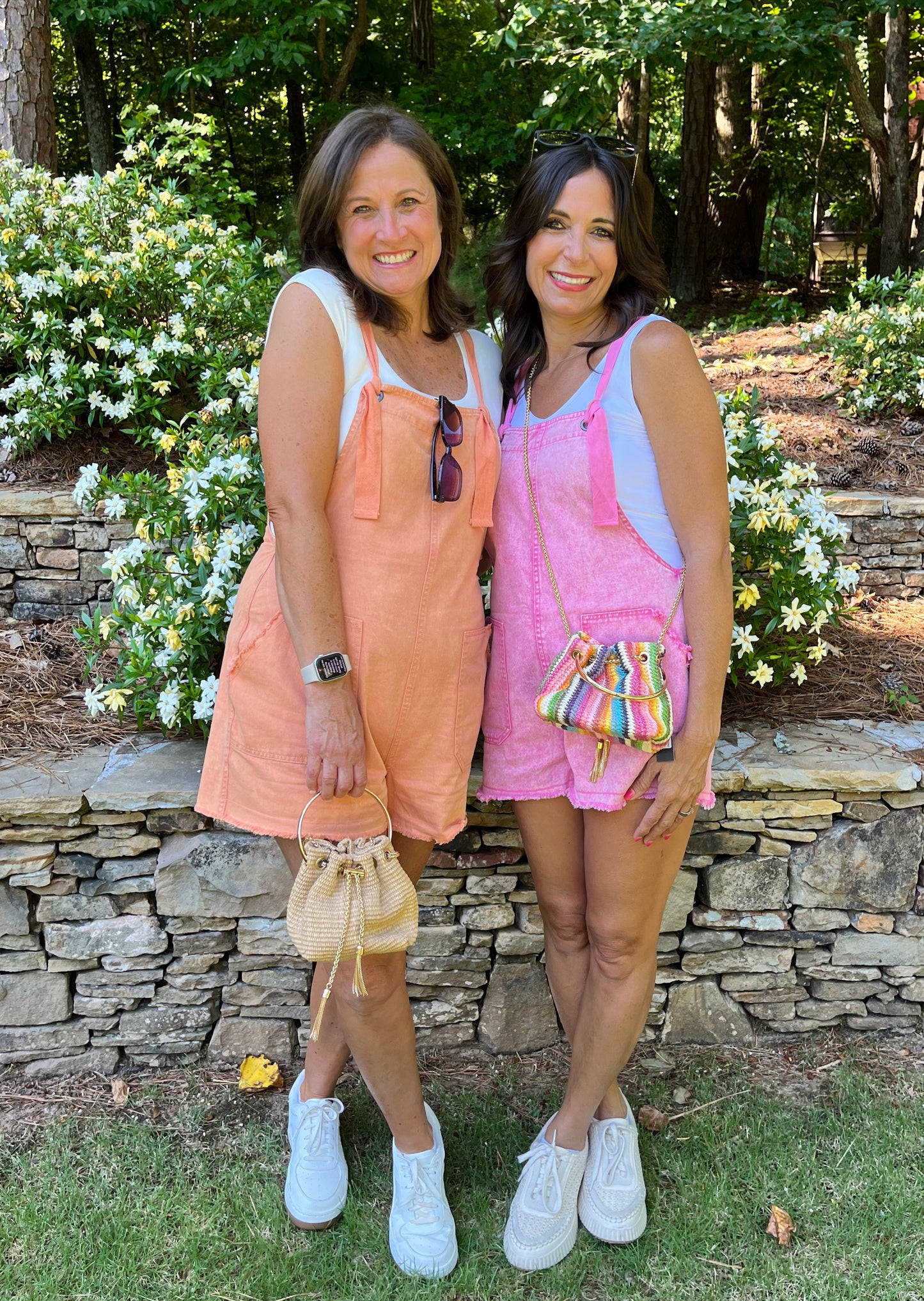 Orange Washed Cotton Denim Short Overalls