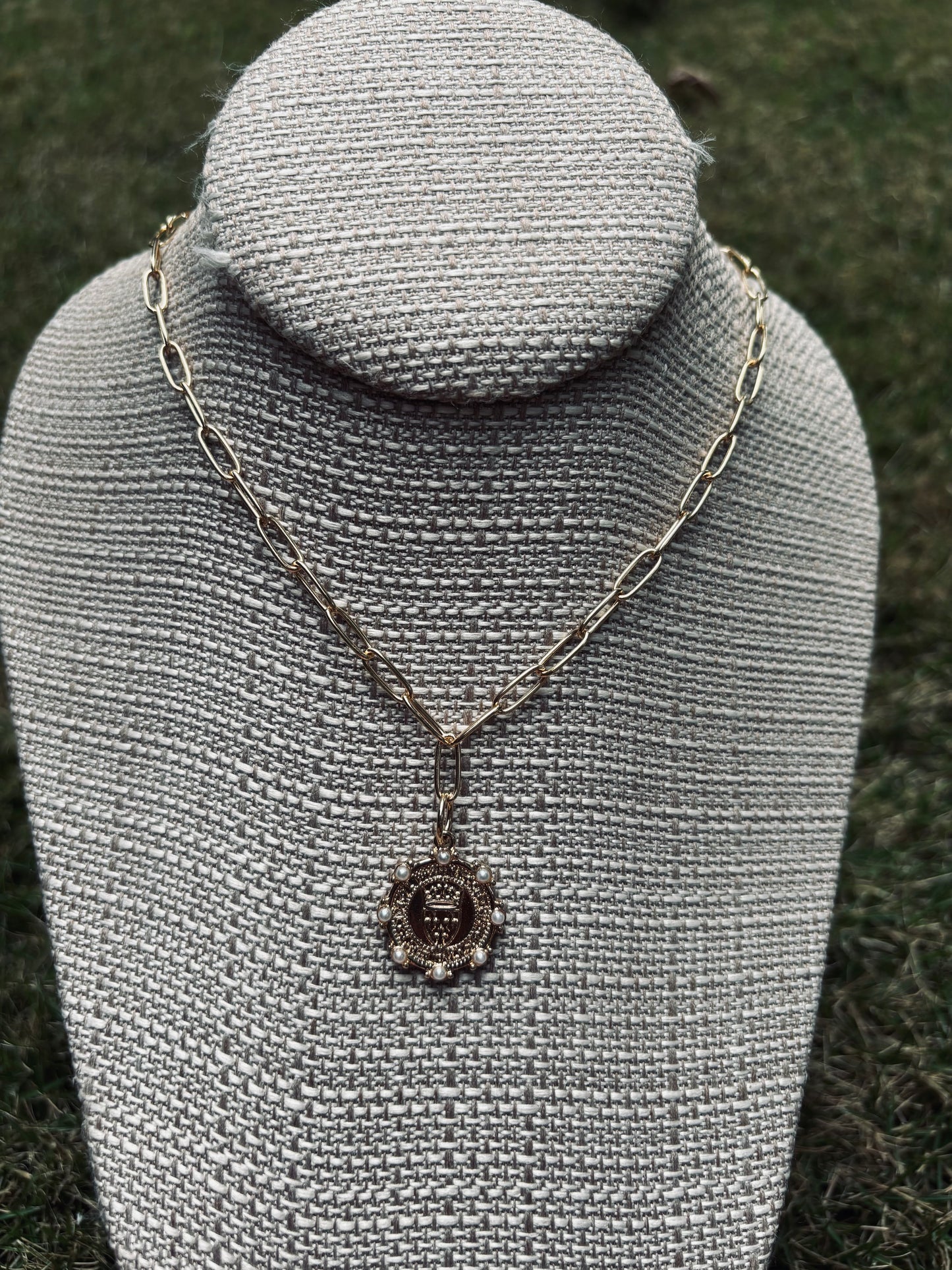 Gold Toggle Charm Necklaces-