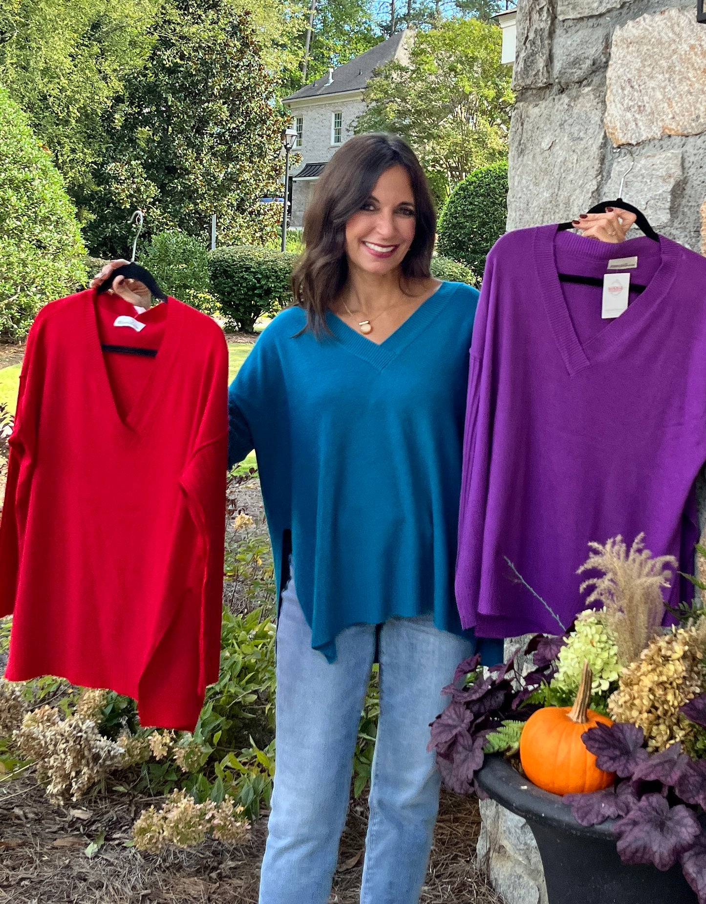 Viscose Ribbed Hem Dolman Sleeve Sweater / 3 colors