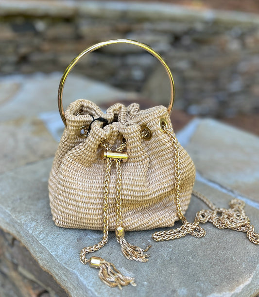 Natural Rafia Mini Bucket Bag