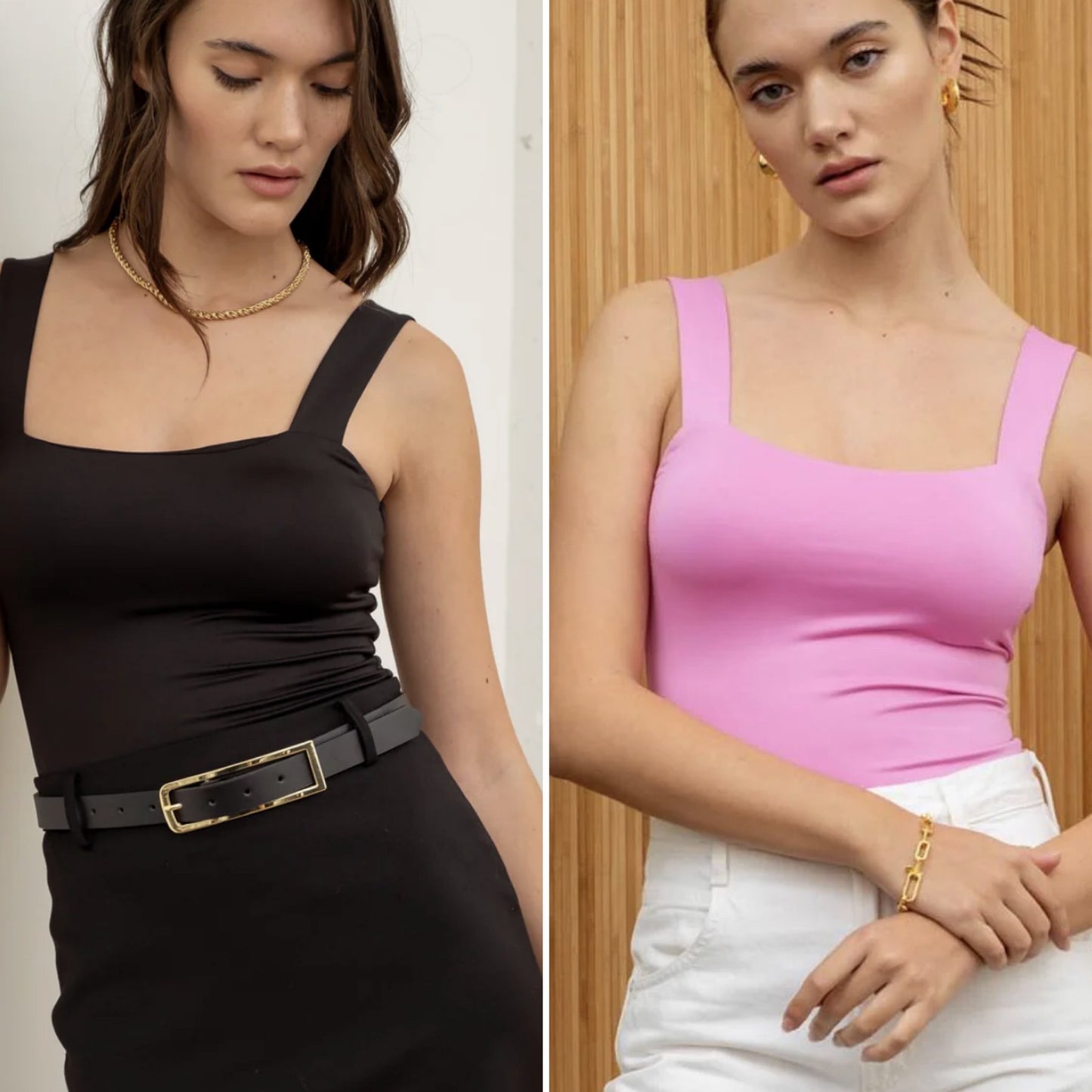 Square Neck Reversible Seamless Cami / 3 colors