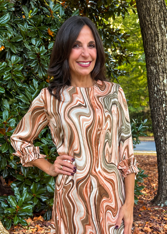 Adrienne Swirl Print Midi Dress
