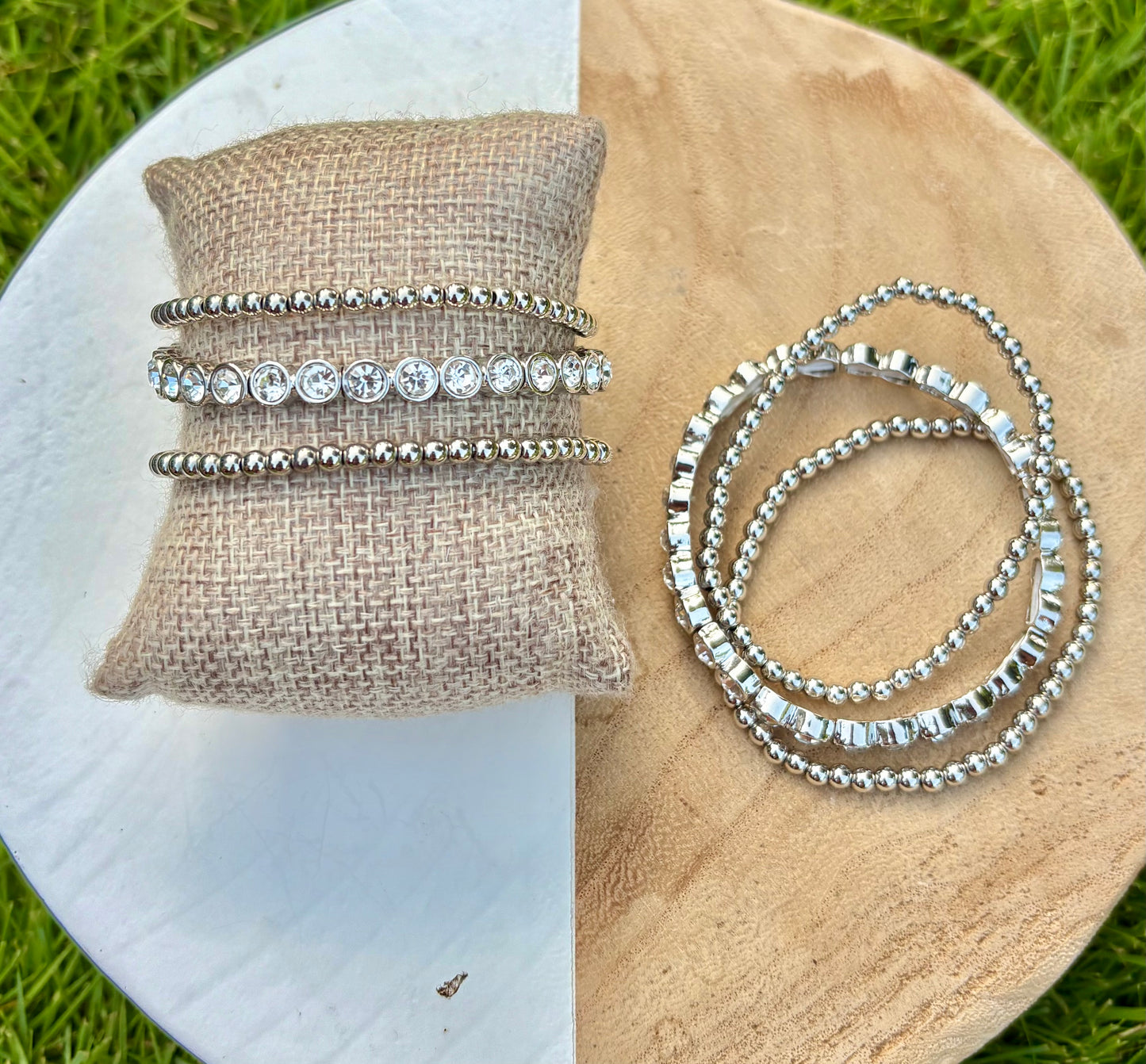 Logan Silver Trio Rhinestone Bracelets