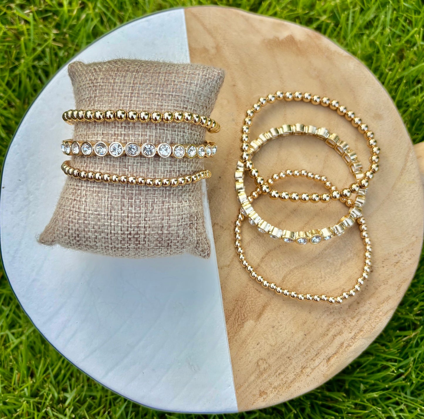 Logan Gold Trio Rhinestone Bracelets