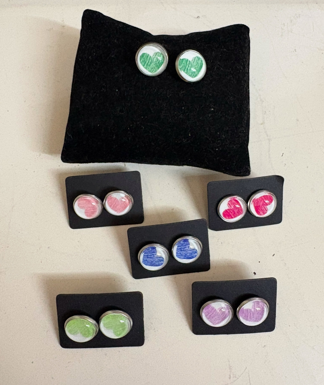 Handmade HEART Stud Earrings