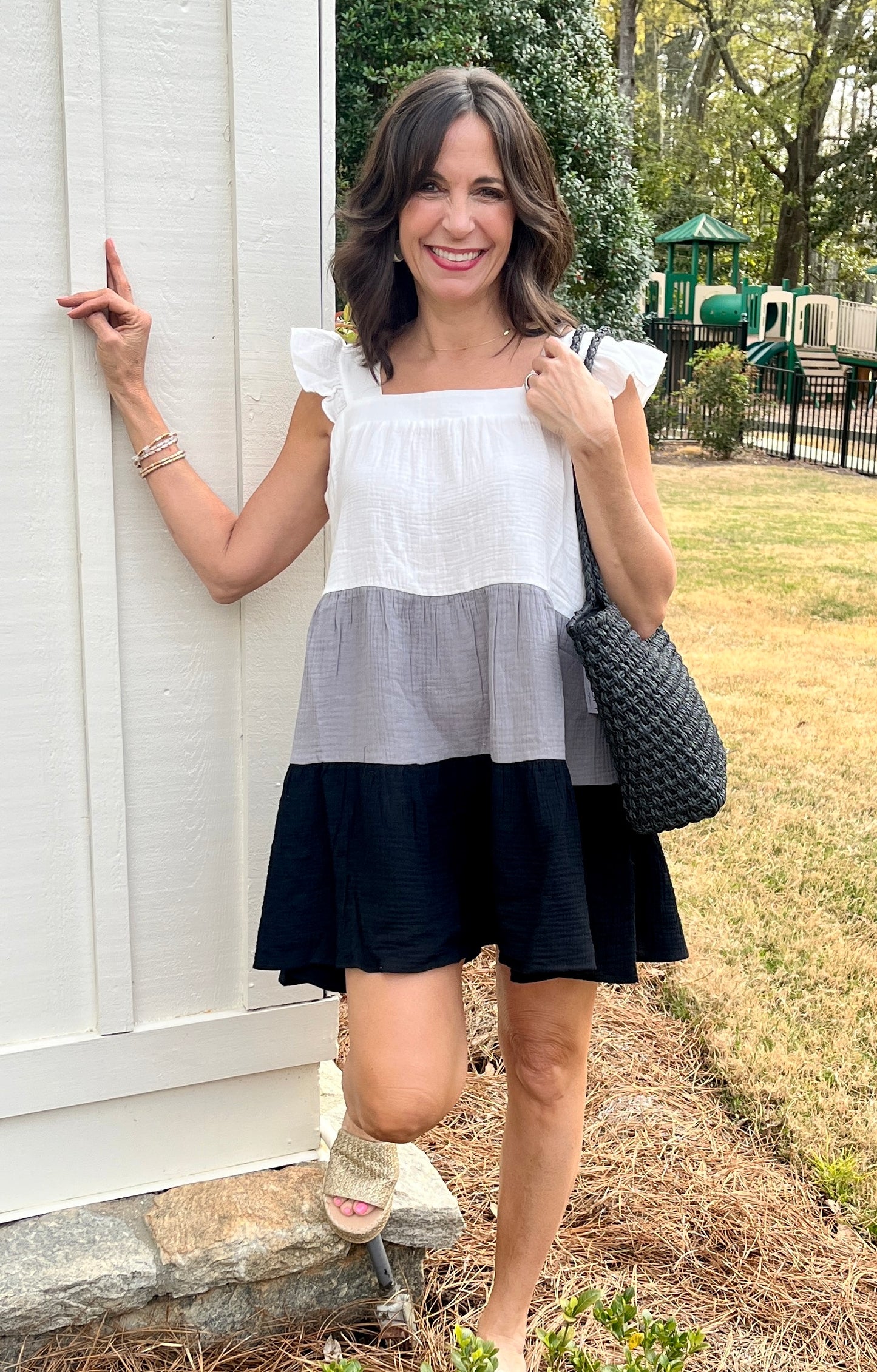 Grey & Black Color block Dress