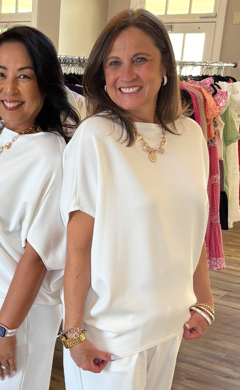 Short Sleeve Dolman Scuba Top / 4 colors