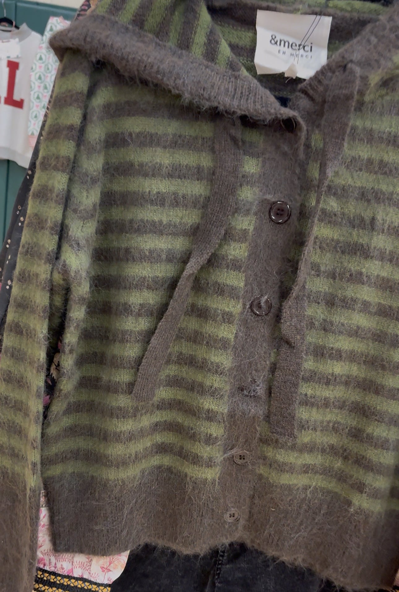 Striped Hoodie Sweater Cardigan