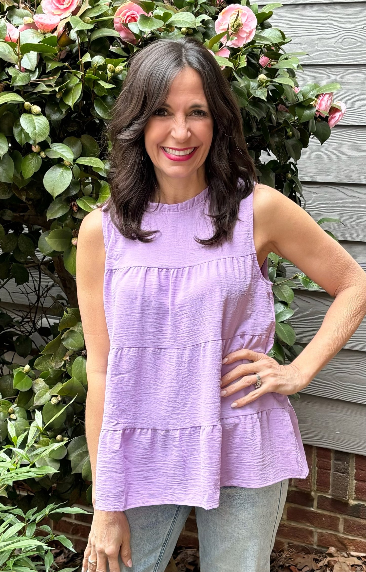 Air Flow Ruffle Neck Sleeveless Top /3 colors