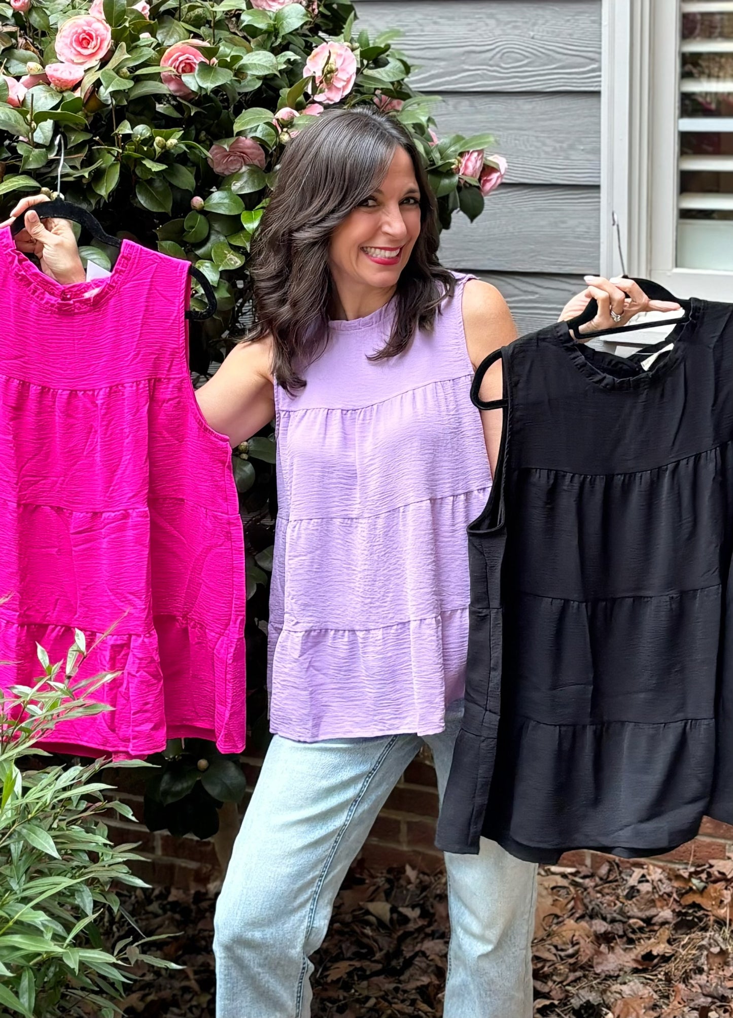 Air Flow Ruffle Neck Sleeveless Top /3 colors