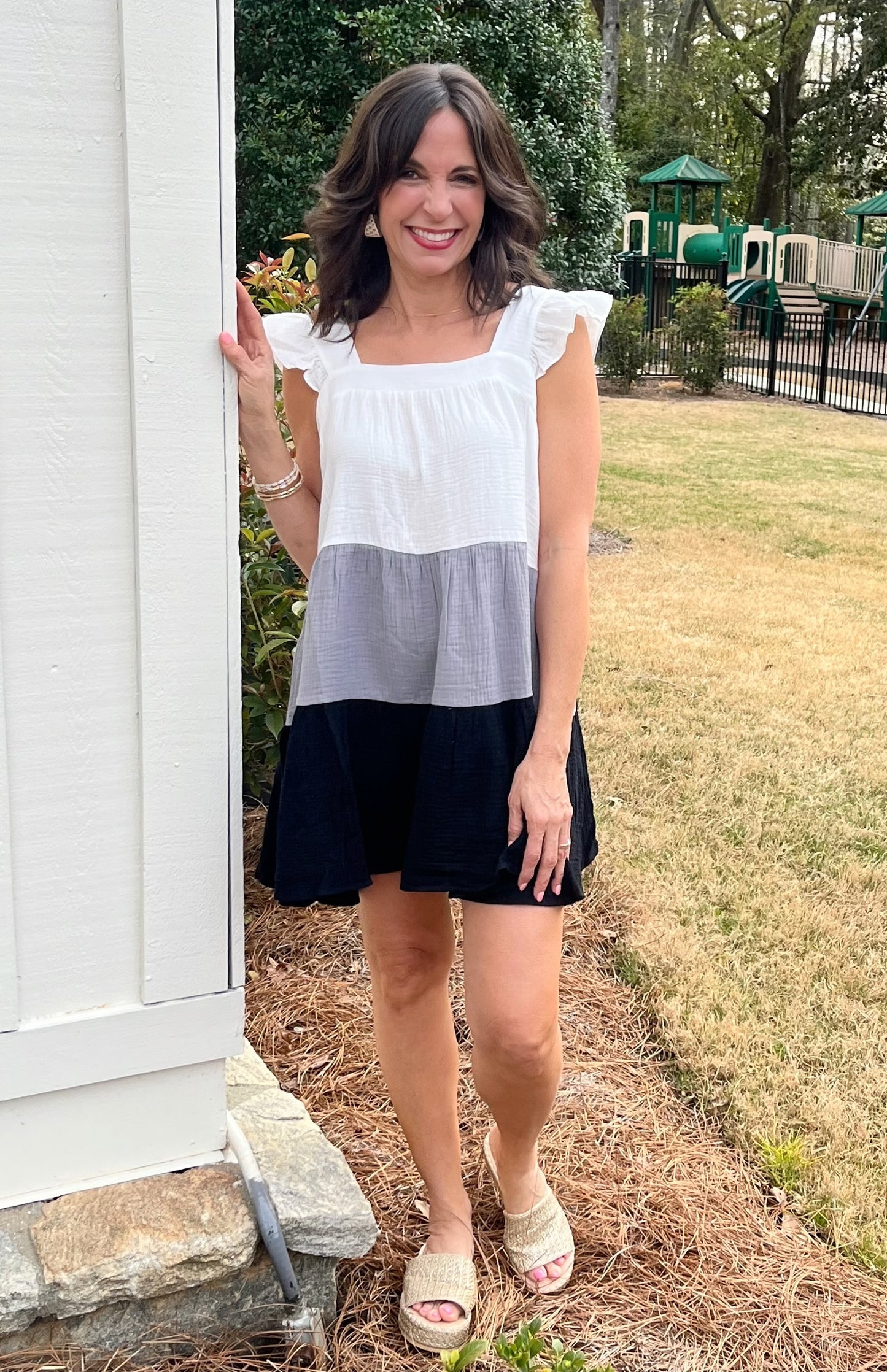 Grey & Black Color block Dress