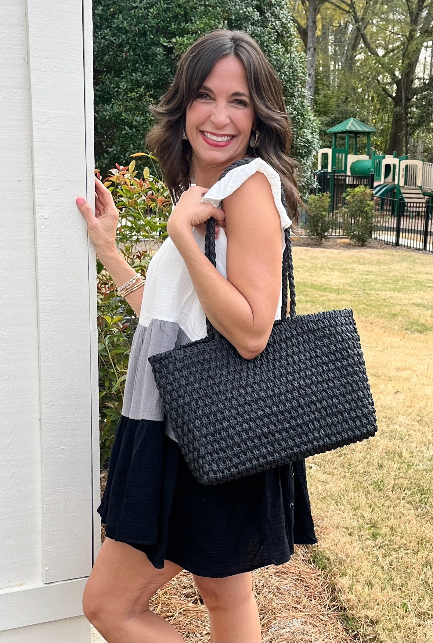 Grey & Black Color block Dress