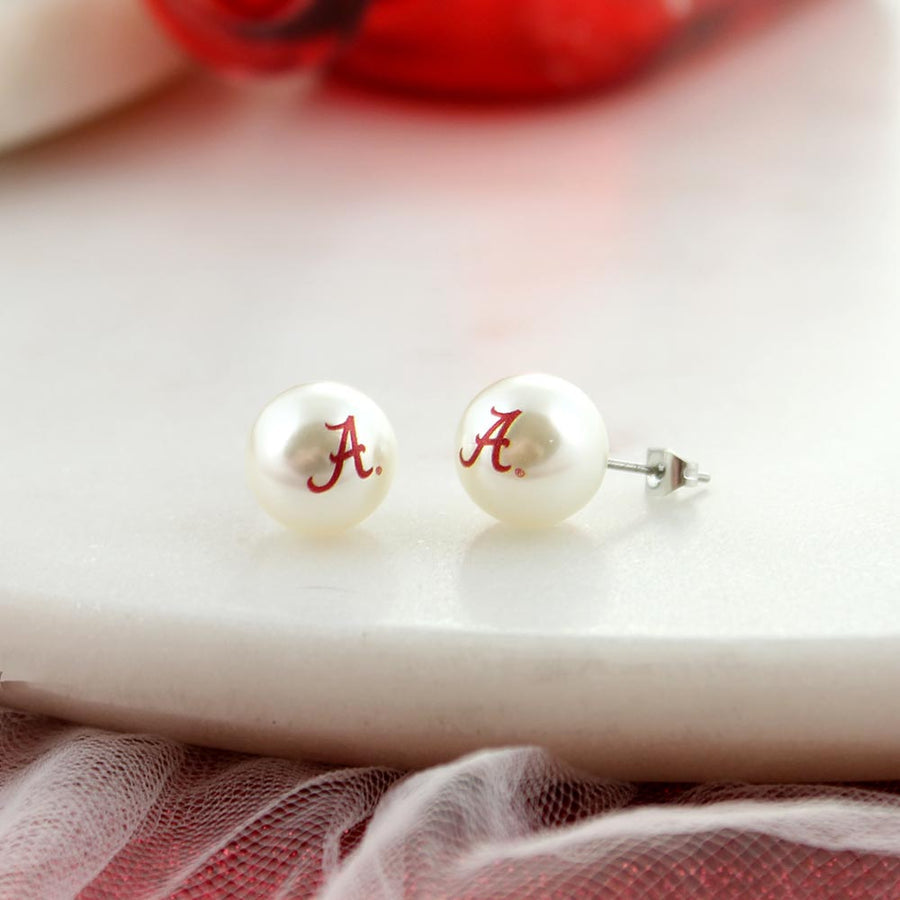 SEC College Logo Pearl Stud Earrings