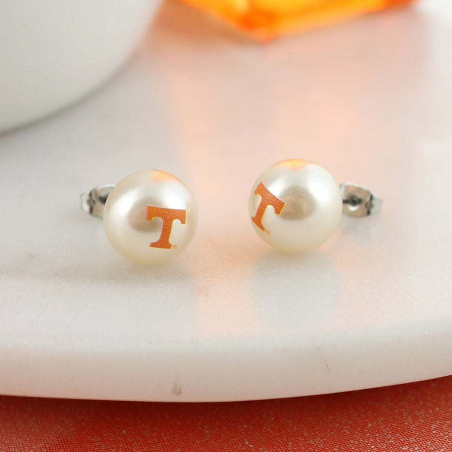 SEC College Logo Pearl Stud Earrings