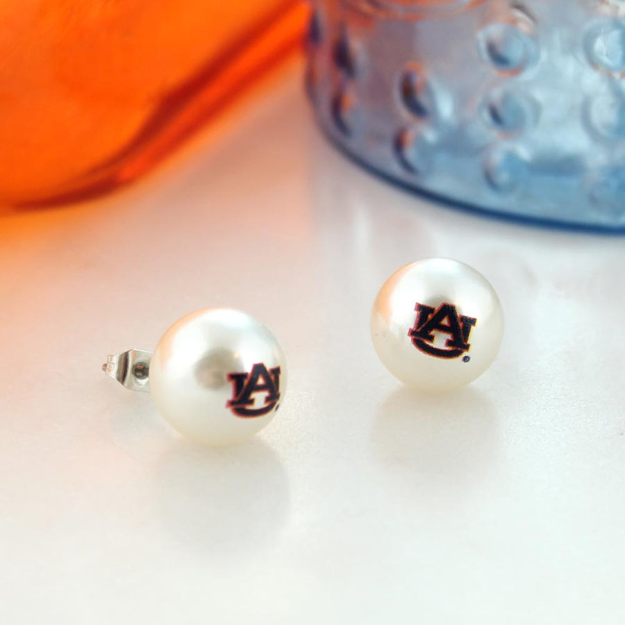 SEC College Logo Pearl Stud Earrings