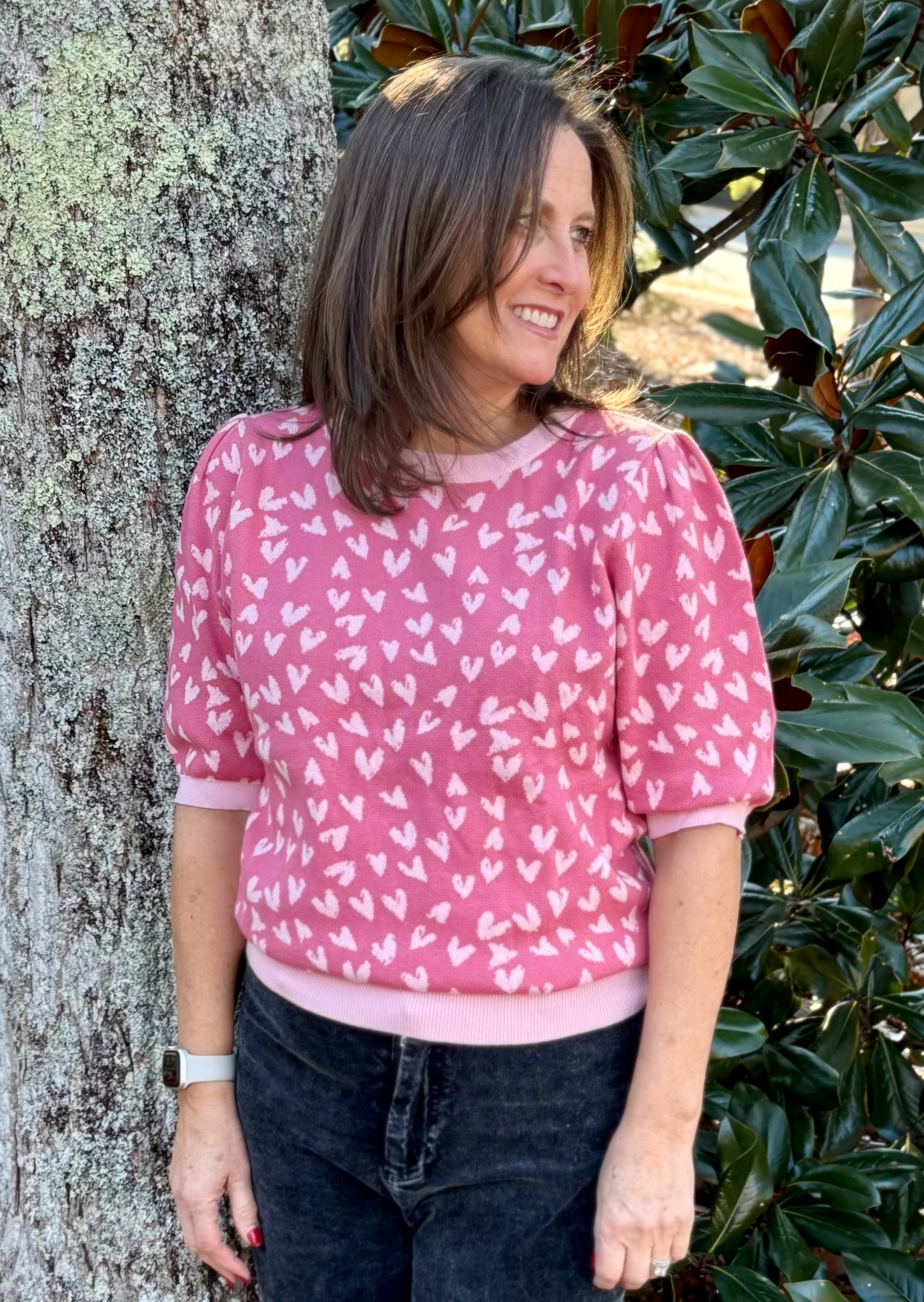 Sweetheart Short Sleeve HEART sweater / 2 colors