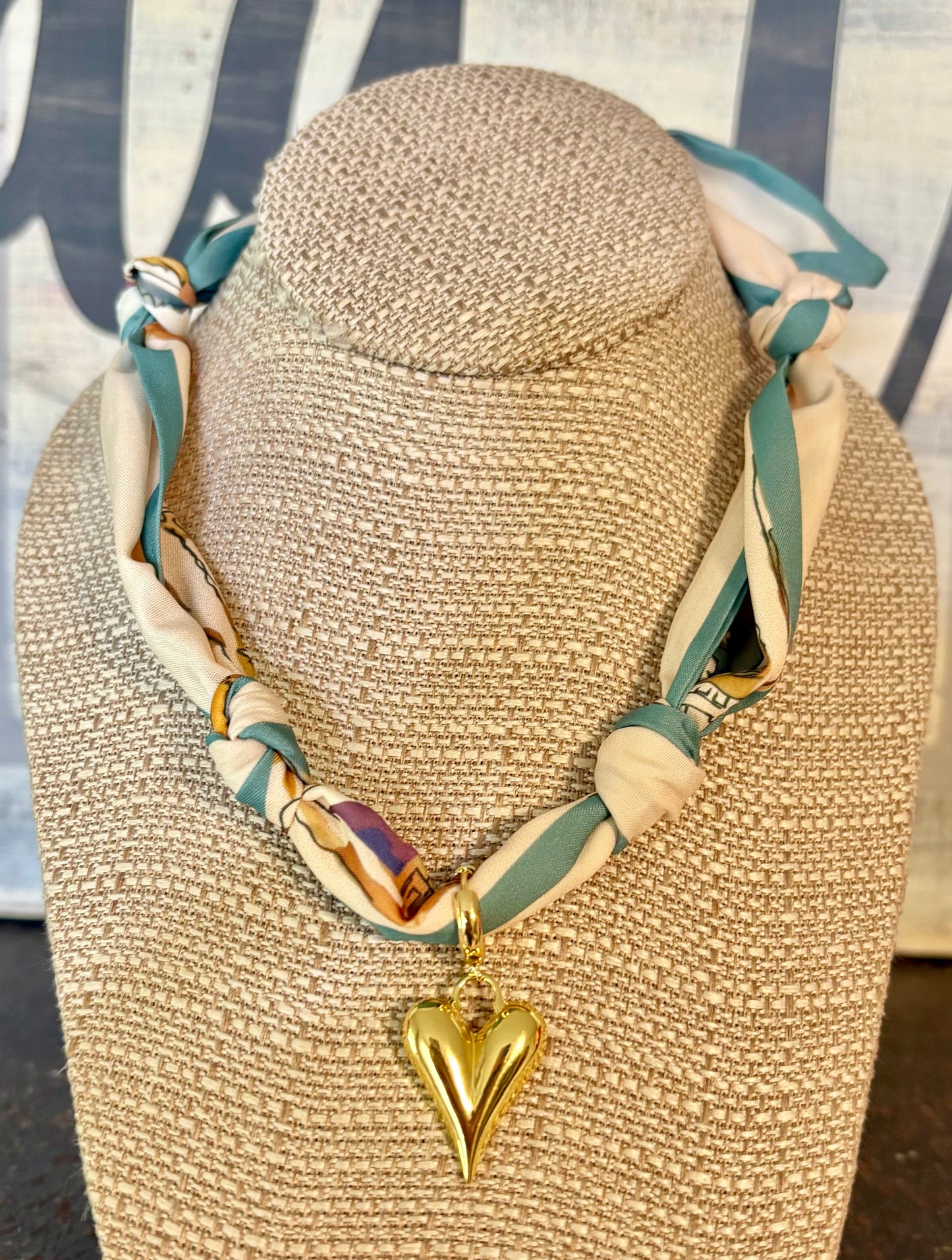 Heart Charm Fall Scarf Necklaces / 4 patterns