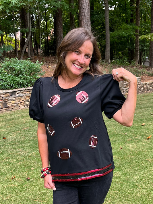 Game Day Football Sequin Top