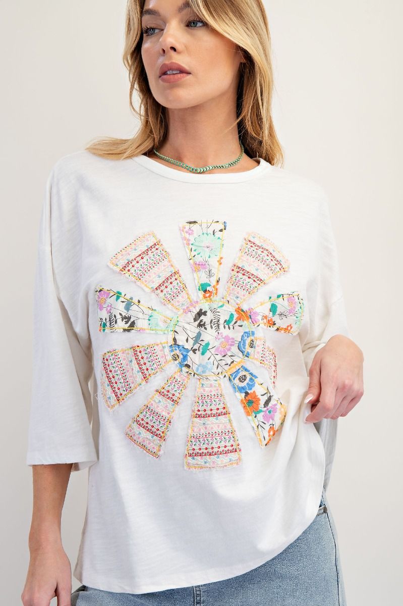 Patchwork Windmill Washed Cotton Top
