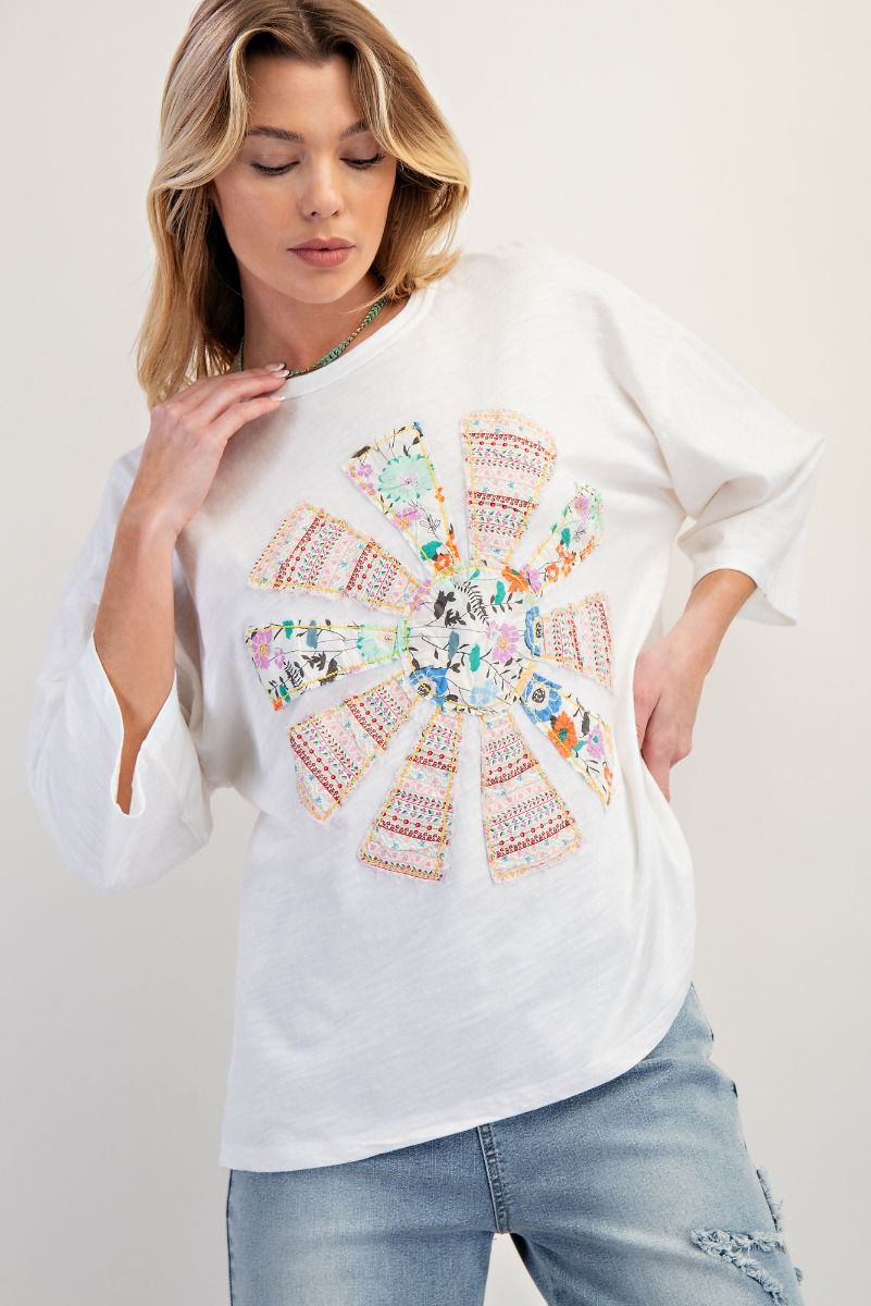 Patchwork Windmill Washed Cotton Top