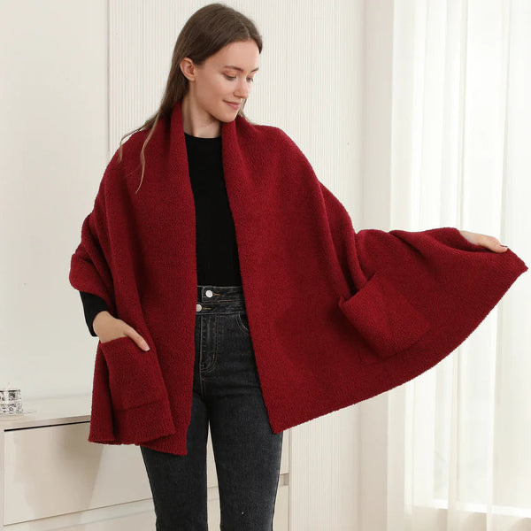 Chenille Sweater Wrap with Pockets / 5 colors