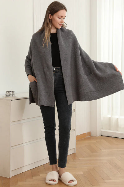 Chenille Sweater Wrap with Pockets / 5 colors