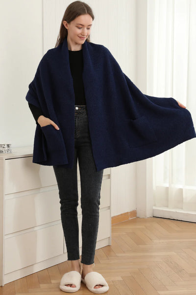 Chenille Sweater Wrap with Pockets / 5 colors