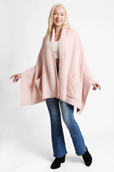 Chenille Sweater Wrap with Pockets / 5 colors