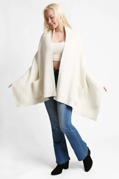 Chenille Sweater Wrap with Pockets / 5 colors