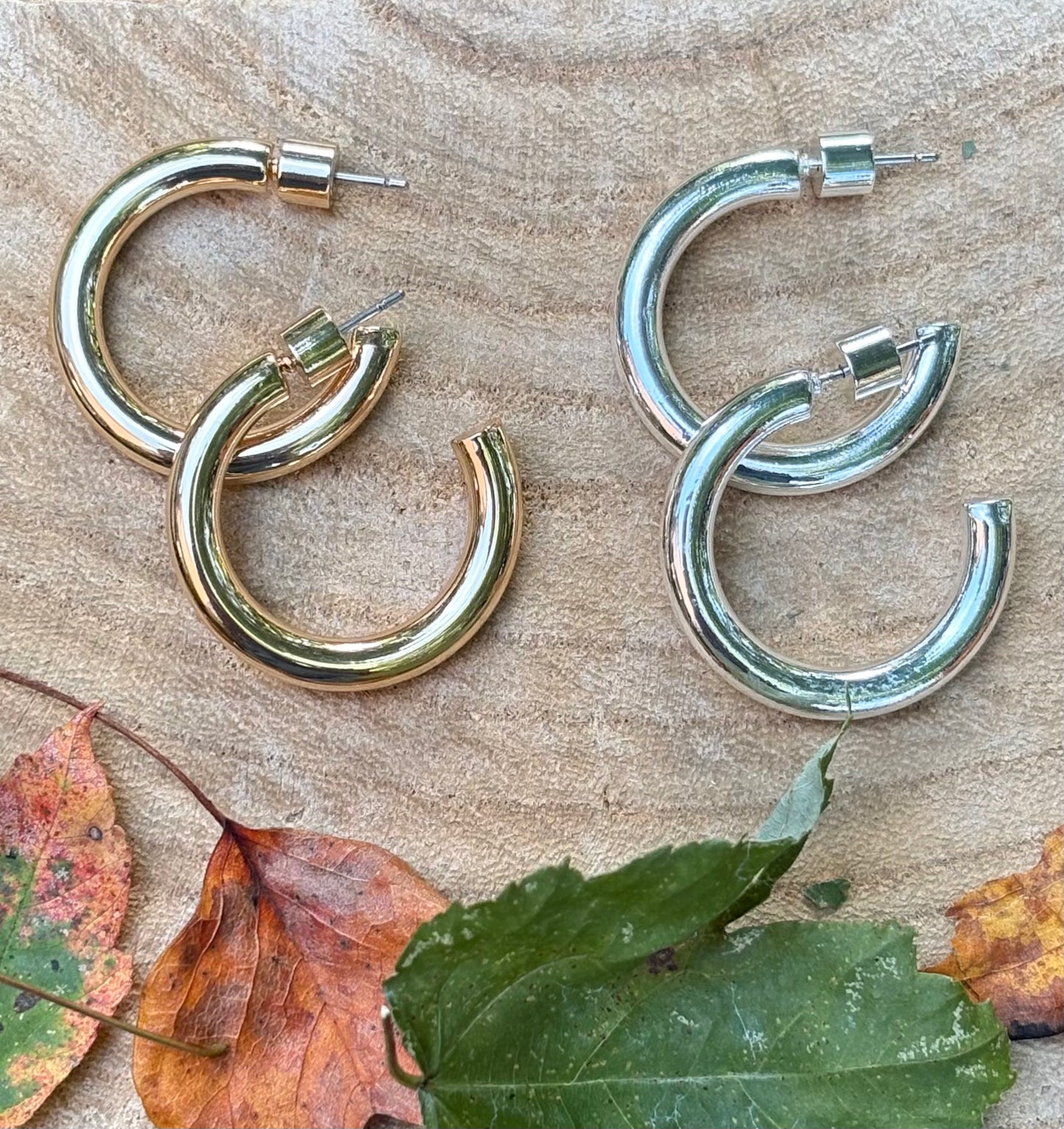 Shiny 1 inch Hoops / Gold or Silver