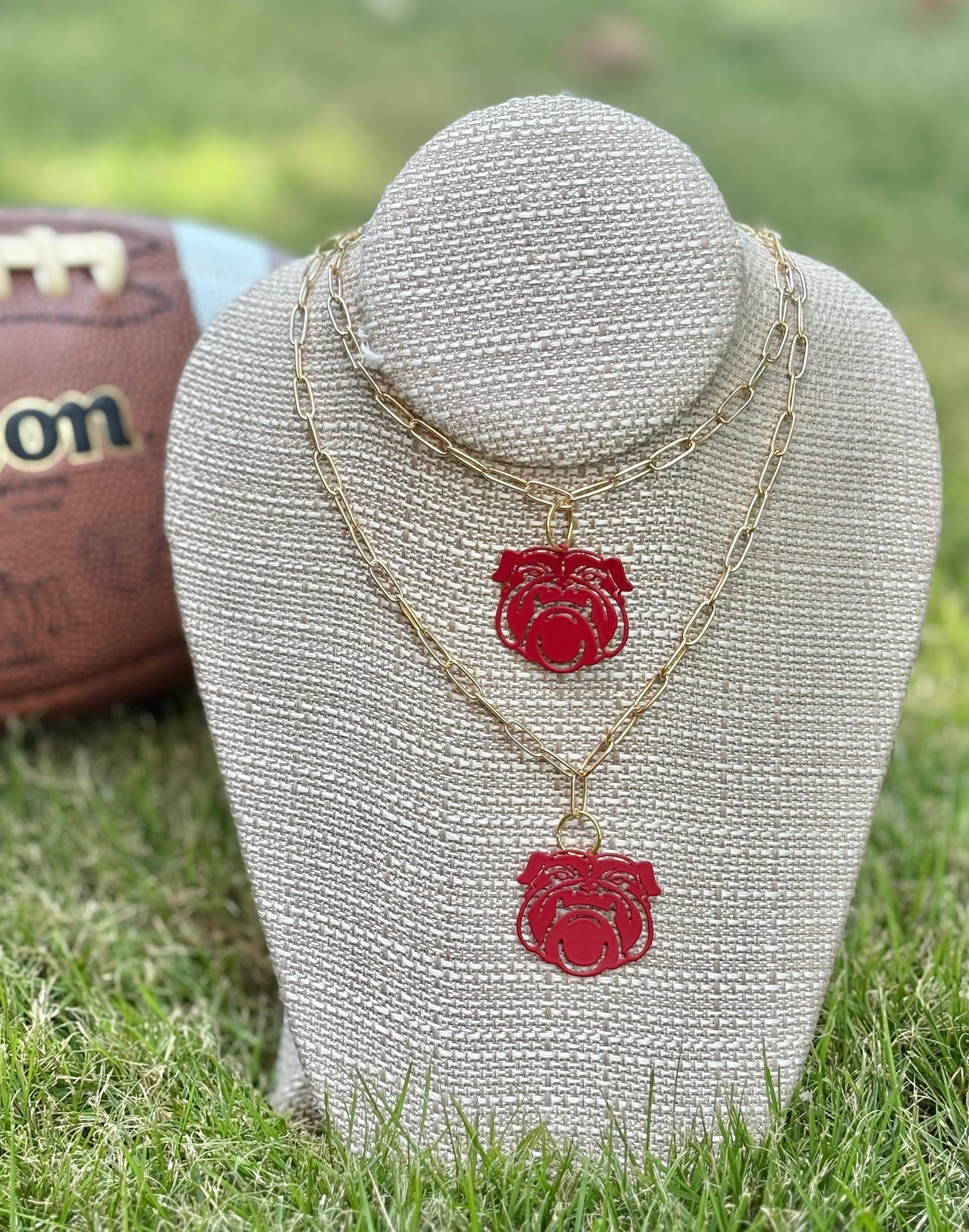 Red Bulldog Filigree Charm Becklace