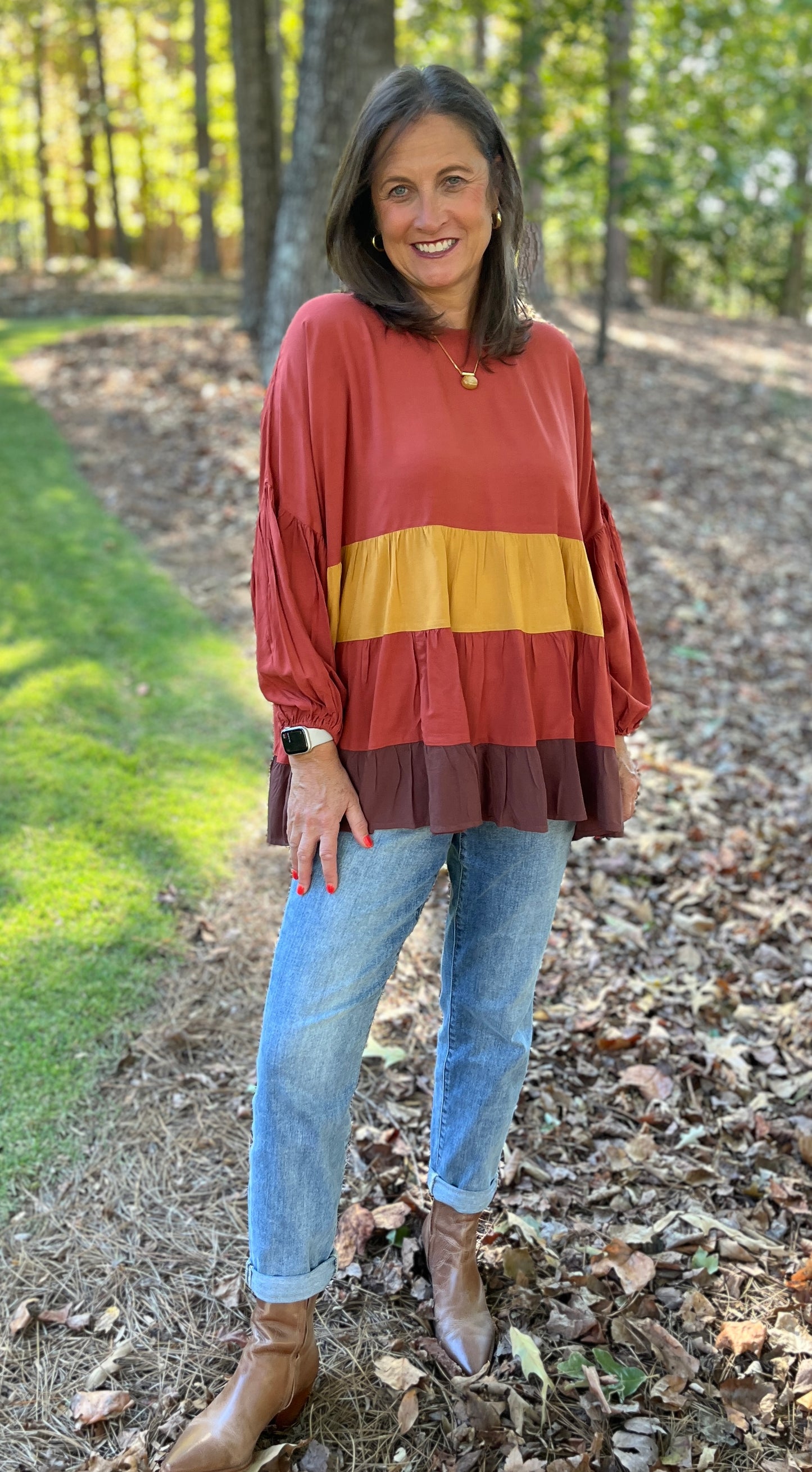 Pumpkin Spice Baby Doll Stripe Top