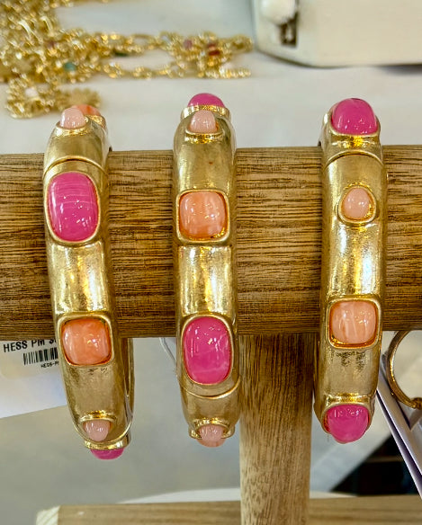 Pink Stone Gold Stretch Bracelet