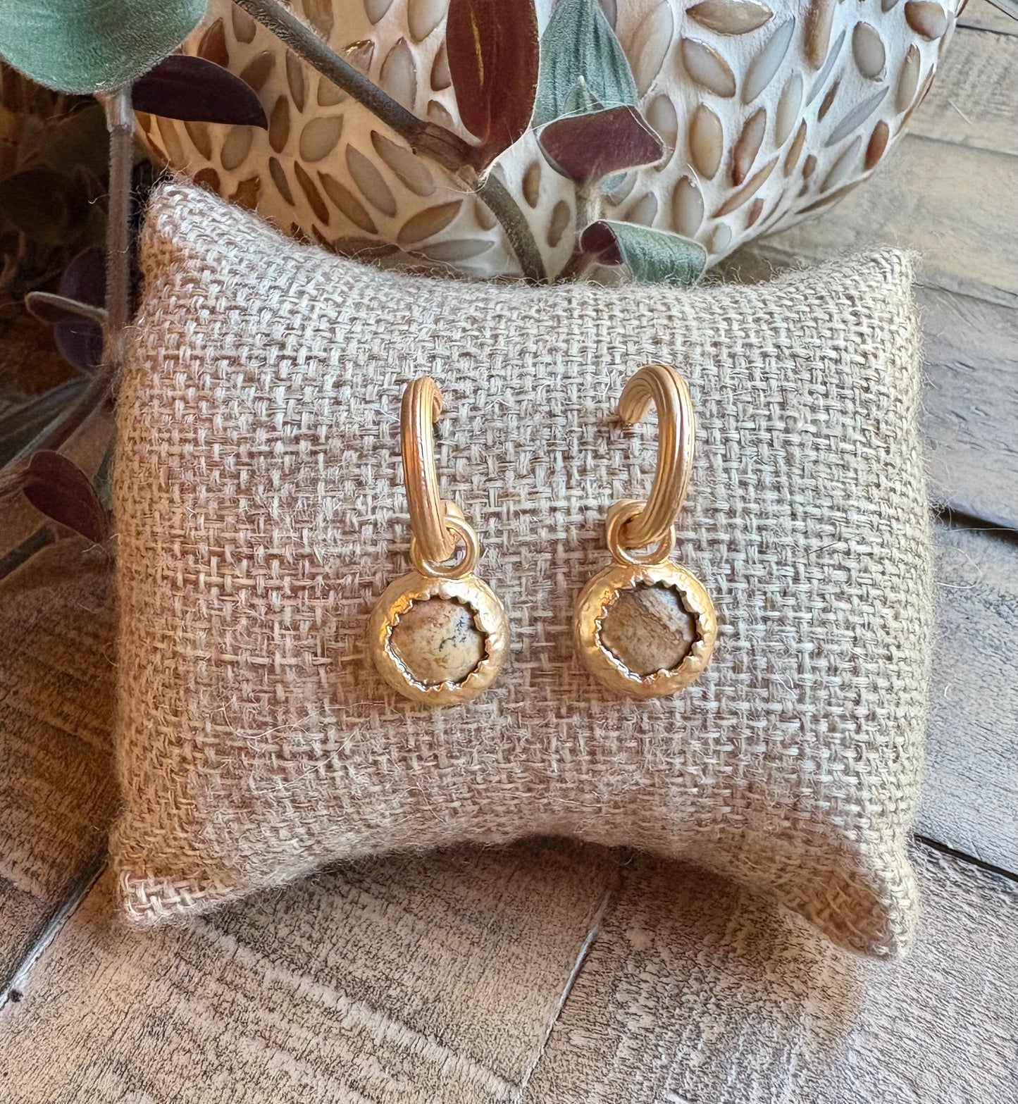 Matte Gold Mini Hoops with Stones / 5 colors