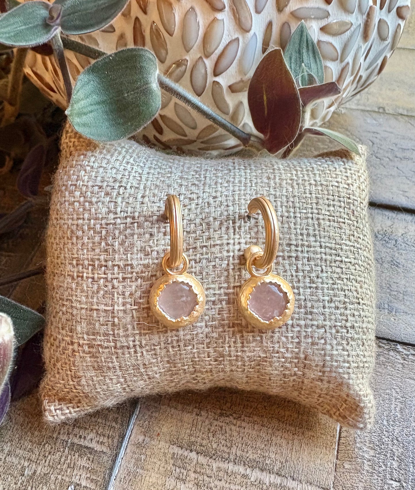 Matte Gold Mini Hoops with Stones / 5 colors