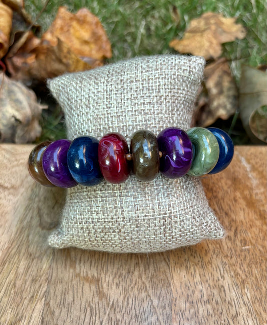 Flat Resin Bead Stretch Bracelet / 2 colors