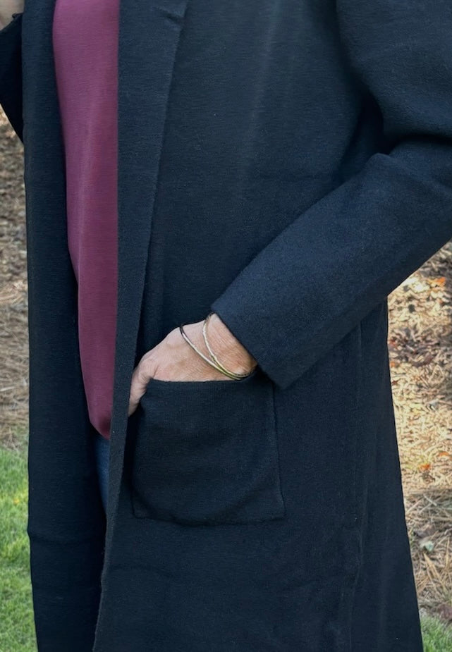 Classic Black Shawl Collar Cardigan
