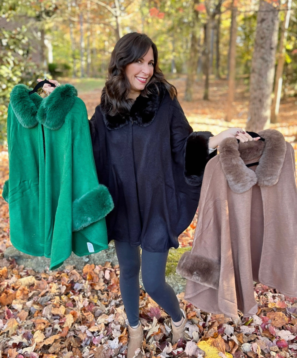 BLACK Faux Fur Solid Sweater Coat