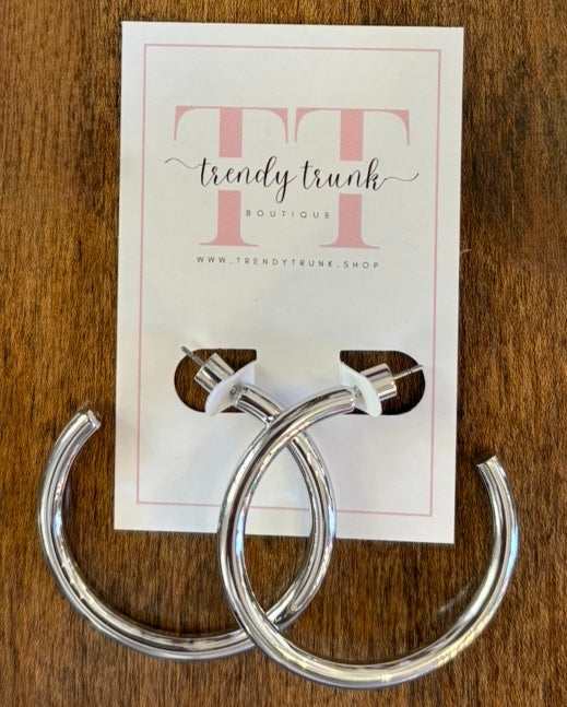 Classic Shiny Silver Hoops / 3 sizes