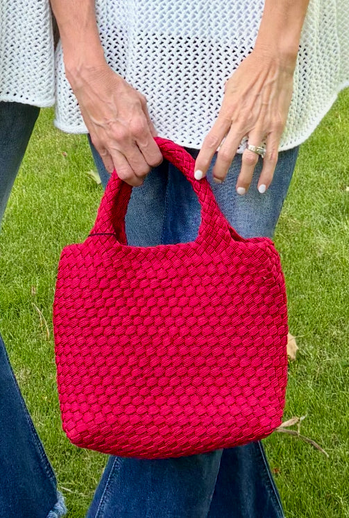 Sol and Selene Recycled Laced up Woven Cross Body Small Bag